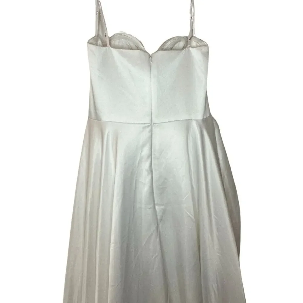 Lulus “Lifetime of Love” White Satin Strapless A-Line Gown - Size 8 – NWOT💍✨ - Picture 8 of 11